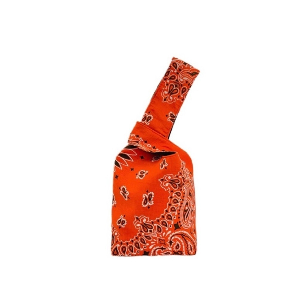 Orange paisley Carlton yaito knot bag
